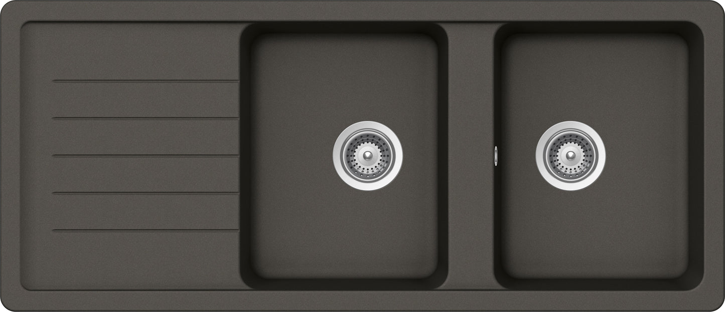 Schock ELED200A43N | 2 VASCHE + GOCCIOLATOIO - REVERSIBILE | Cristalite | 1160x500 | ASPHALT | Base