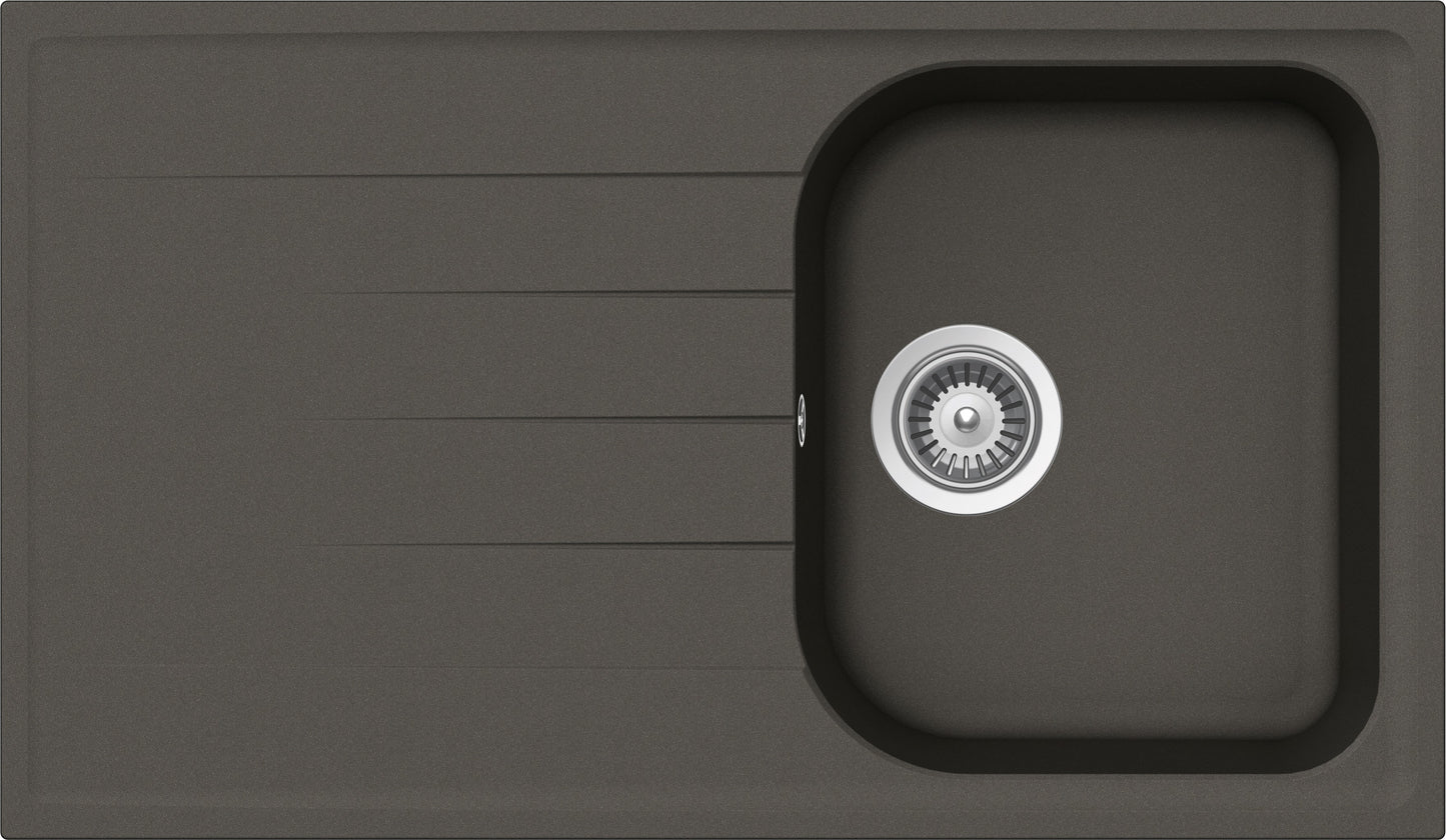 Schock LITD100A43N | 1 VASCA + GOCCIOLATOIO - REVERSIBILE | Cristalite | 860x500 | ASPHALT | Base 40