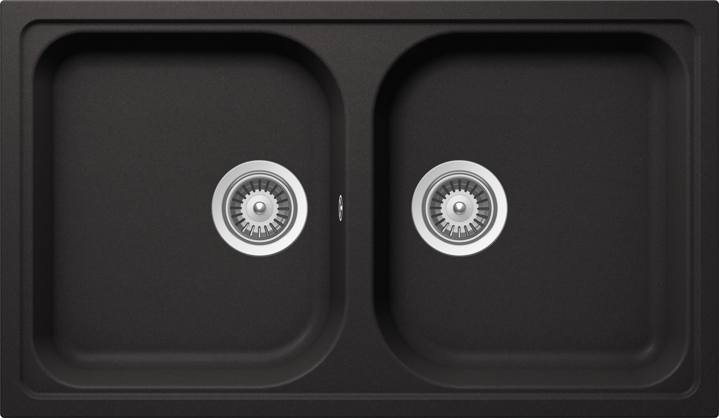 Schock LITN200A13N | 2 VASCHE | Cristalite | 860x500 | NERO ASSOLUTO | Base 90 | LAVELLI CRISTALITE