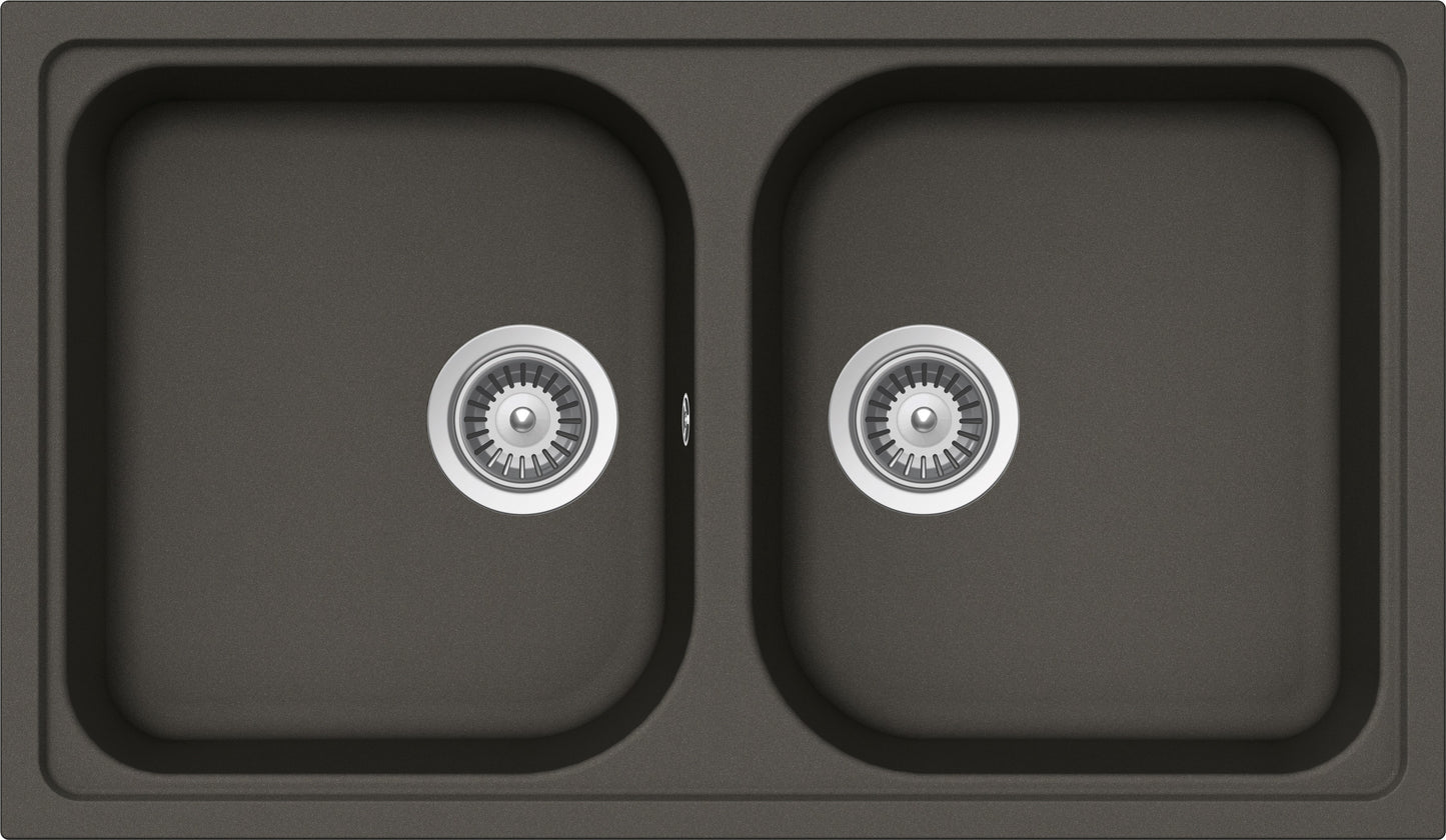 Schock LITN200A43N | 2 VASCHE | Cristalite | 860x500 | ASPHALT | Base 90 | LAVELLI CRISTALITE
