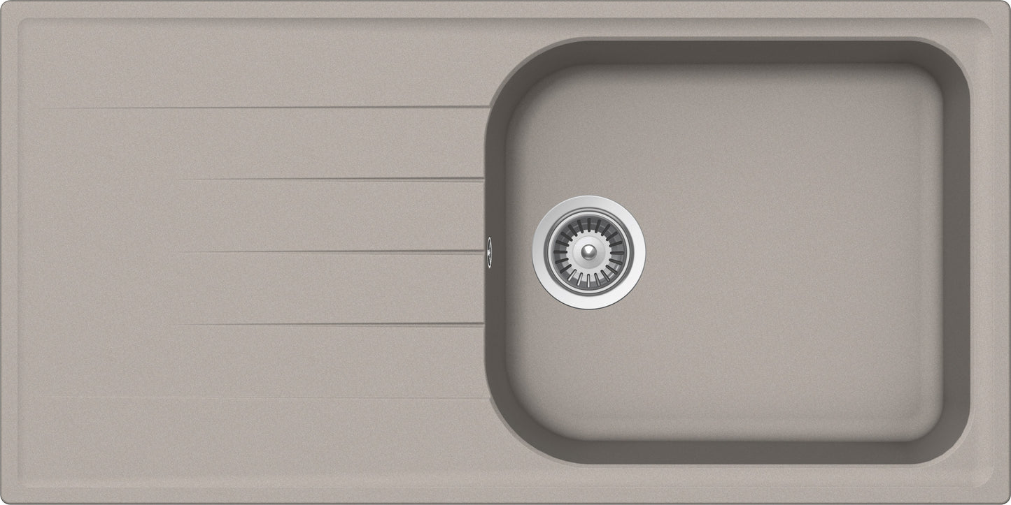 Schock LITD100LA42N | 1 VASCA LARGE + GOCCIOLATOIO - REVERSIBILE | Cristalite | 1000X500 | GRIGIO TO