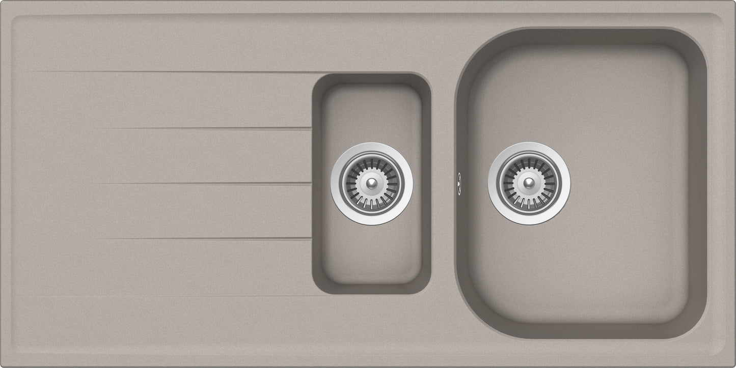 Schock LITD150A42N | 1 + 1/2 VASCA + GOCCIOLATOIO - REVERSIBILE | Cristalite | 1000x500 | GRIGIO TOR