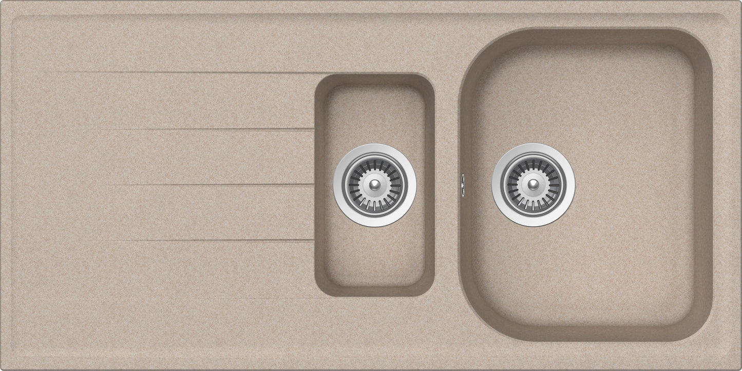 Schock LITD150A58N | 1 + 1/2 VASCA + GOCCIOLATOIO - REVERSIBILE | Cristalite | 1000x500 | AVENA | Ba