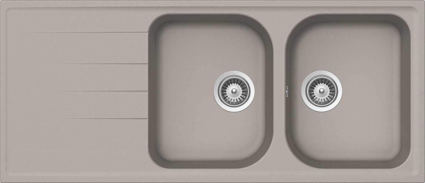 Schock LITD200A42N | 2 VASCHE + GOCCIOLATOIO - REVERSIBILE | Cristalite | 1160x500 | GRIGIO TORTORA