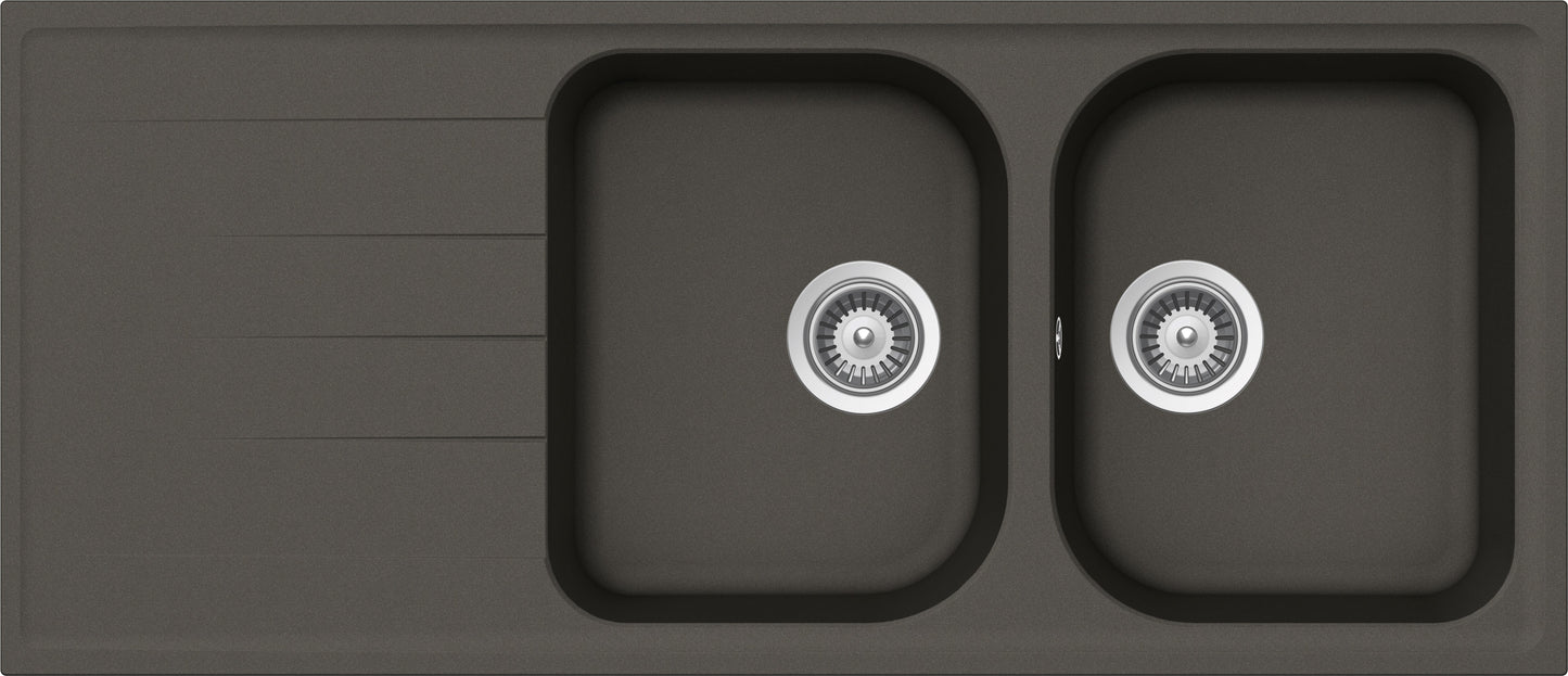 Schock LITD200A43N | 2 VASCHE + GOCCIOLATOIO - REVERSIBILE | Cristalite | 1160x500 | ASPHALT | Base