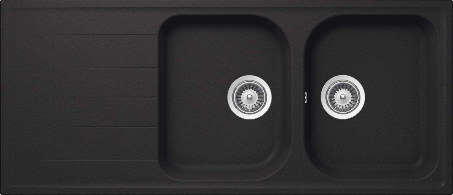 Schock LITD200A51N | 2 VASCHE + GOCCIOLATOIO - REVERSIBILE | Cristalite | 1160x500 | ANTRACITE | Bas