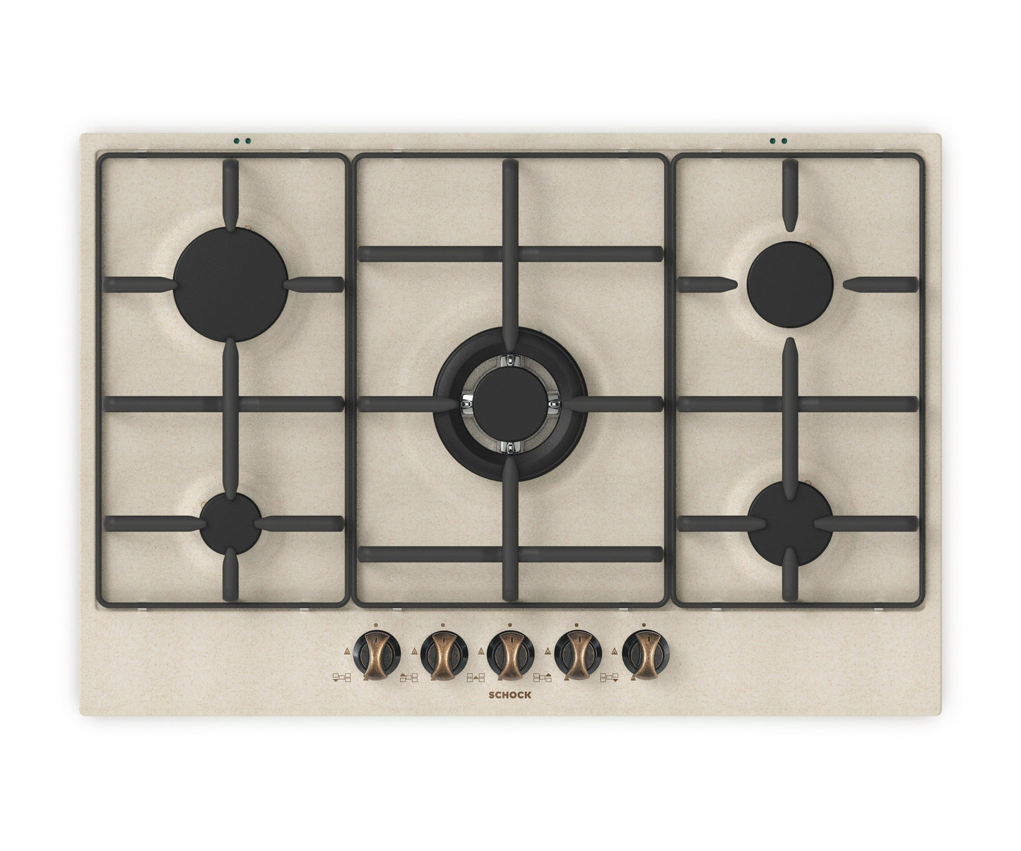 Schock STS85558- | 5 FUOCHI GAS - TRIPLA CORONA 3,8 Kw ACCENSIONE - VALVOLE DI SICUREZZA - GRIGLIE I