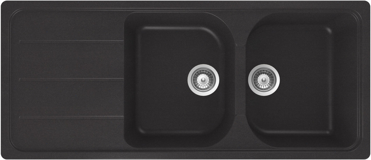 Schock FOMD200A13 | 2 VASCHE + GOCCIOLATOIO - REVERSIBILE | Cristalite | 1160x500 | NERO ASSOLUTO |