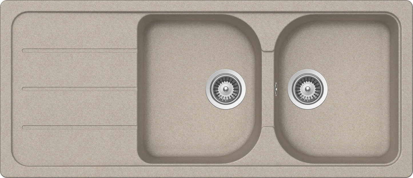 Schock FOMD200A58 | 2 VASCHE + GOCCIOLATOIO - REVERSIBILE | Cristalite | 1160x500 | AVENA | Base 80