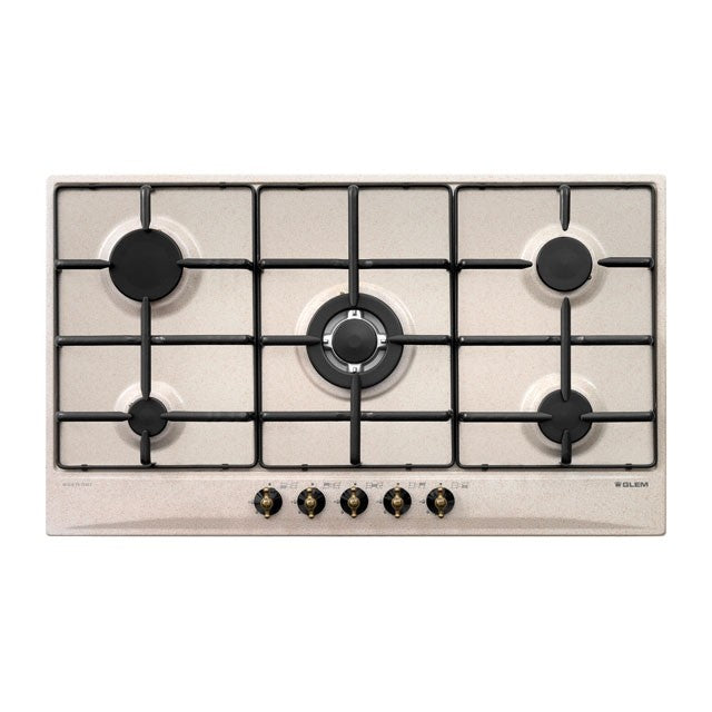 GLEM GAS GT955SA | PIANI COTTURA A GAS | 90 | SABBIA | 4 f.gas + 1 tripla corona da 3,8 KW centrale