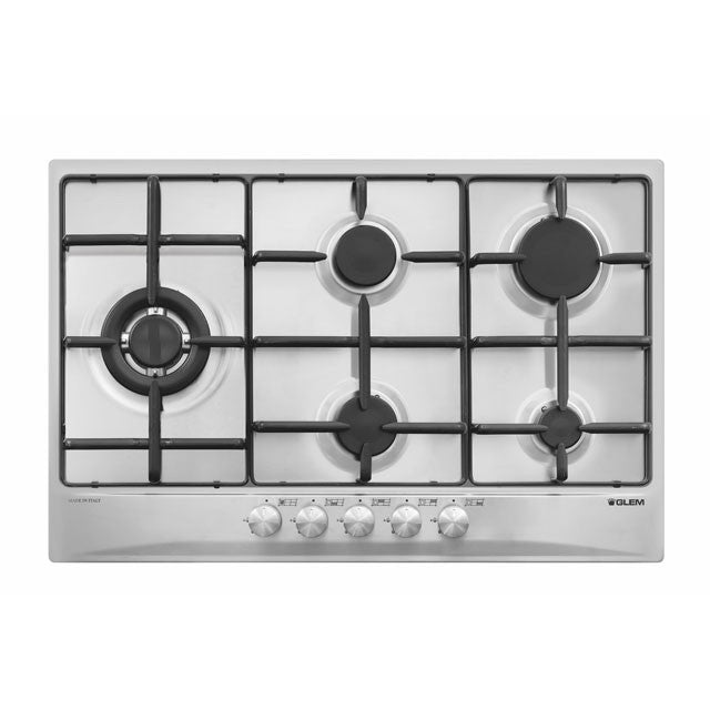 GLEM GAS GT85TIX- | PIANI COTTURA A GAS | 75 | INOX | 4 f.gas + 1 tripla corona da 3,8 KW a sinistr