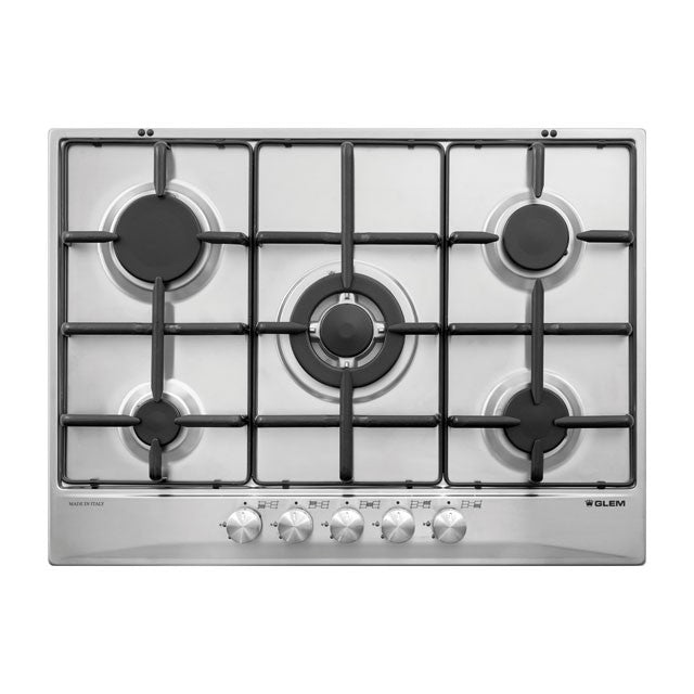 GLEM GAS GT755IX- | PIANI COTTURA A GAS | 70 | INOX | 4 f.gas + 1 tripla corona - comandi frontali