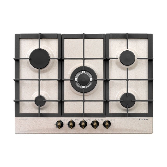 GLEM GAS GT755HSA- | PIANI COTTURA A GAS | 70 | SABBIA | 4 f.gas + 1 tripla corona - comandi fronta