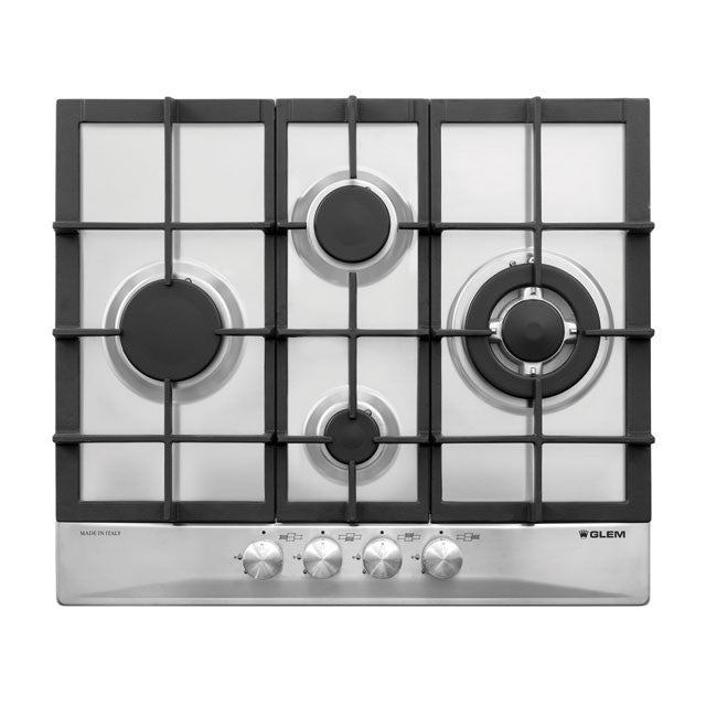 GLEM GAS GT645HIX- | PIANI COTTURA A GAS | 60 | INOX | ROMBO 3 f.gas + 1 tripla corona - comandi f
