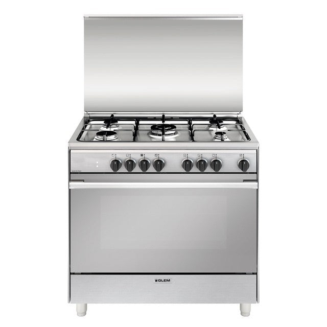 GLEM GAS UN965MI | CUCINE UNICA | 90X60_TUTTO FORNO | INOX | 4f.gas + 1 tripla corona da 3,8 KW, for