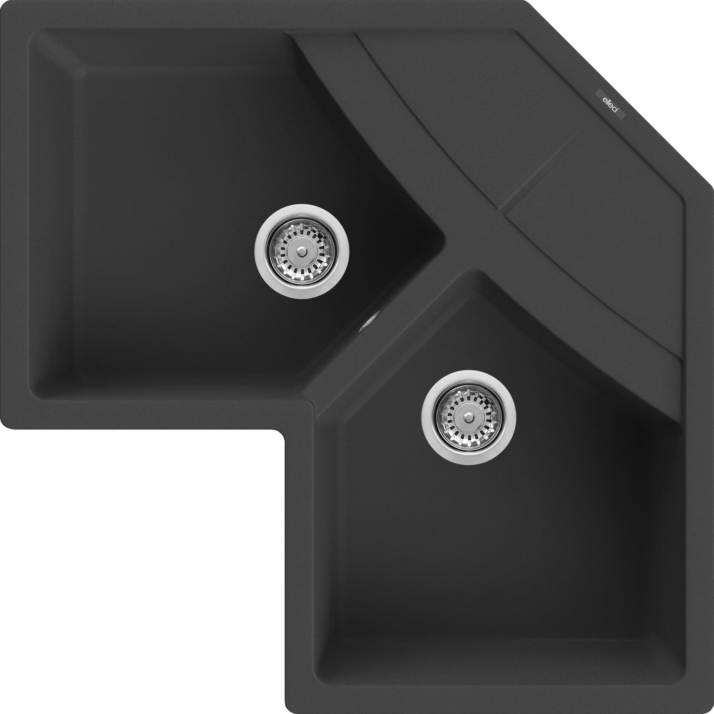 ELLECI Kitchen 2025 LGUCOR40 | LAV. UNICO CORNER 83X83 2VG NERO 40