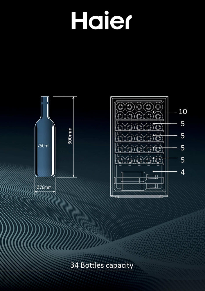 HAIER BIANCO HWS34GGH1 | FRIGORIFERI | CANTINE | CANTINE | CANTINA CE.G 34BOTT. 90LT NERO