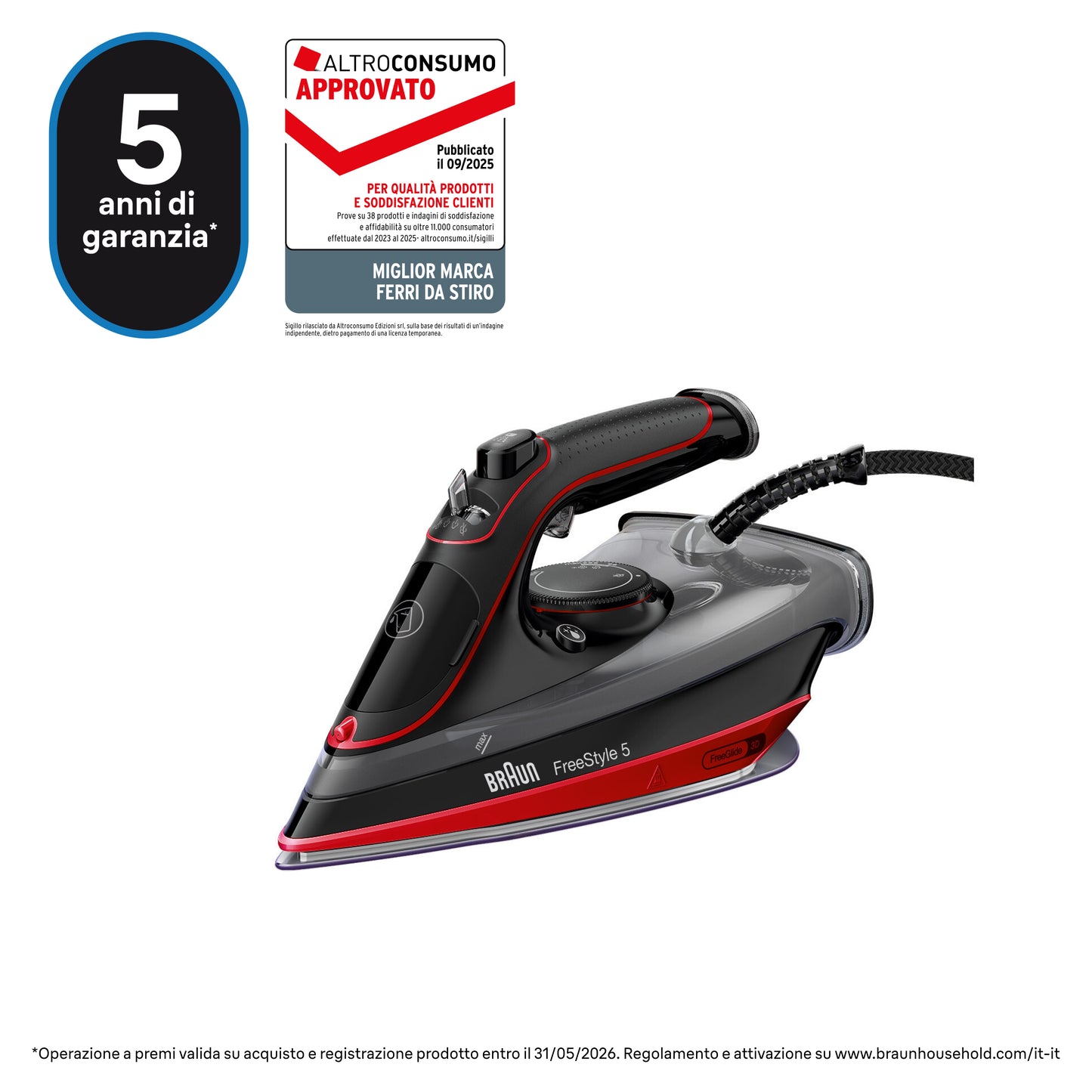 BRAUN PED SI5057RD | CASA | FERRI DA STIRO | FERRO VAPORE | FERRO VAPORE 2700W PIAST.SUPERCERAMICA N