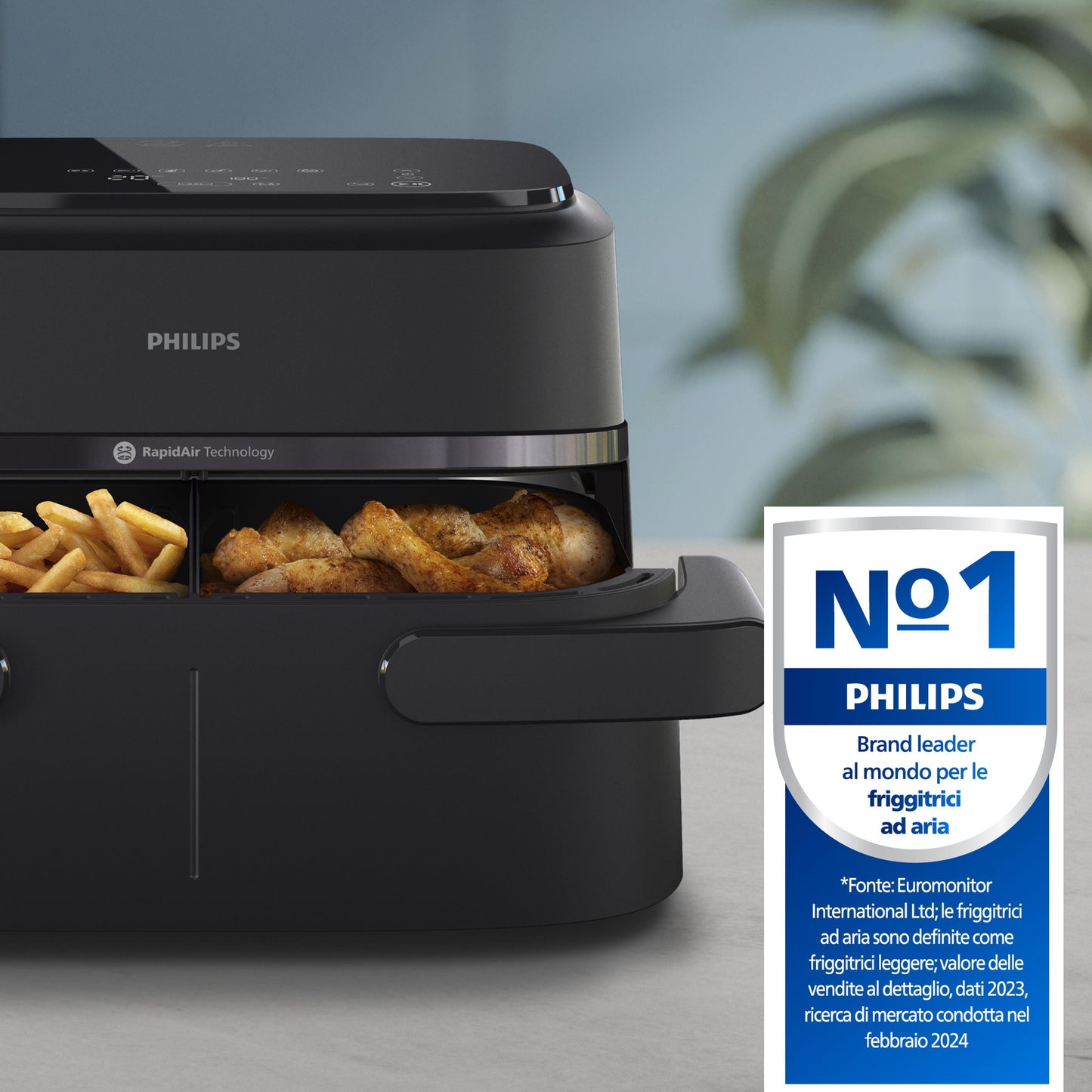 PHILIPS PED NA150 | CUCINA | COTTURA CIBI | FRIGGITRICI | FRIGGITRICE AD ARIA 2450W 2ZONE 3.55+3.55L