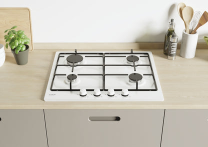 CANDY BI CHW6BRWW|33801971|Piano Gas da 60 cm bianco;  Griglie in piattina; 4 fuochi con Bruciatore