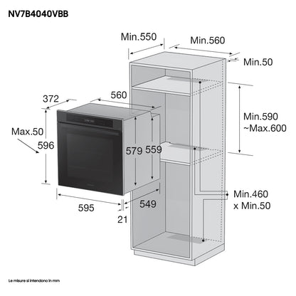 SAMSUNG SELECTION NV7B4040VBB/U5 | Forno Multifunzione Samsung Serie 4 76L, Ventola Singola, Vapore