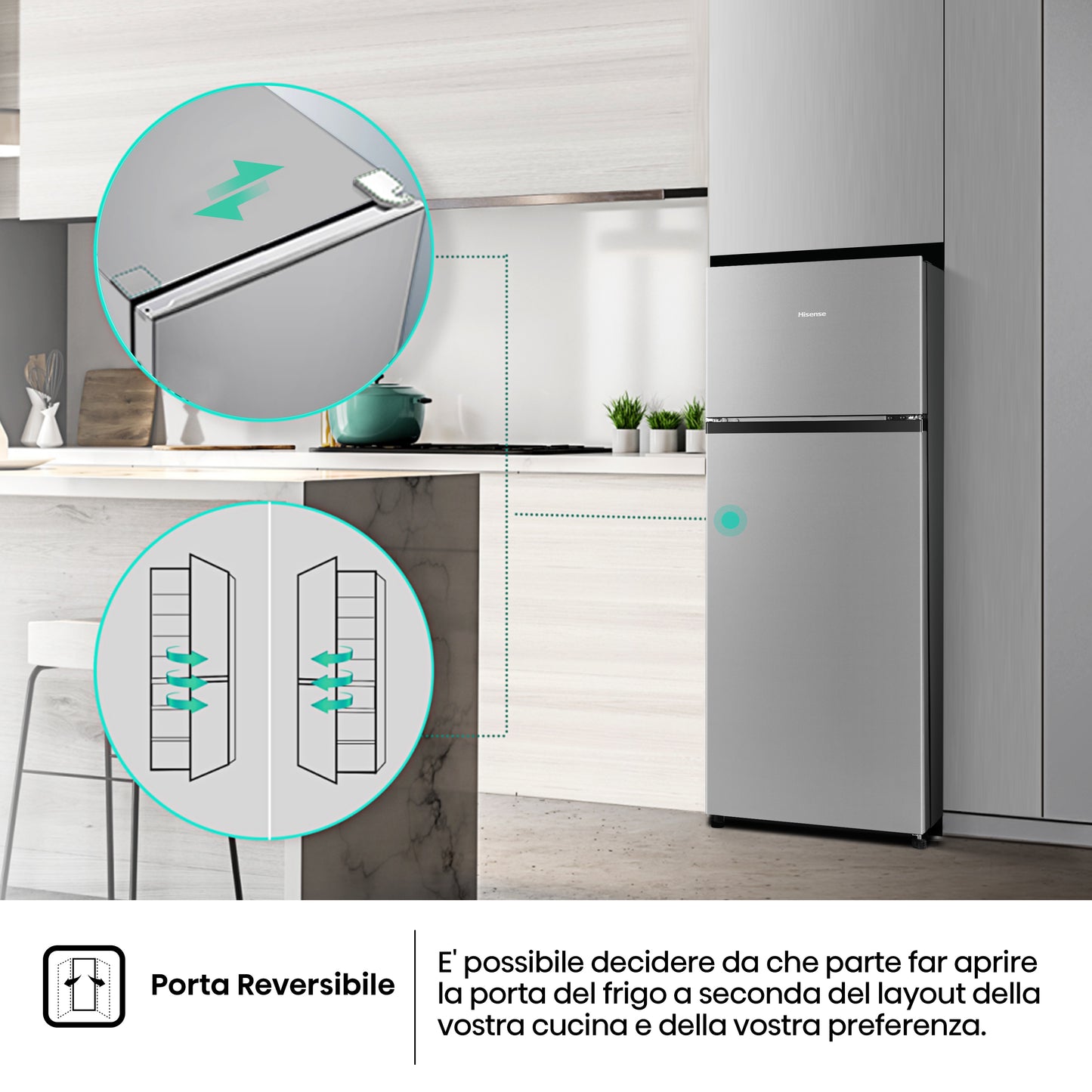 HISENSE BIANCO RT267D4ADE | FRIGORIFERI | FRIGORIFERI A 2PORTE | FRIGO 2P STATICO | FRIGO 2P. 206LT
