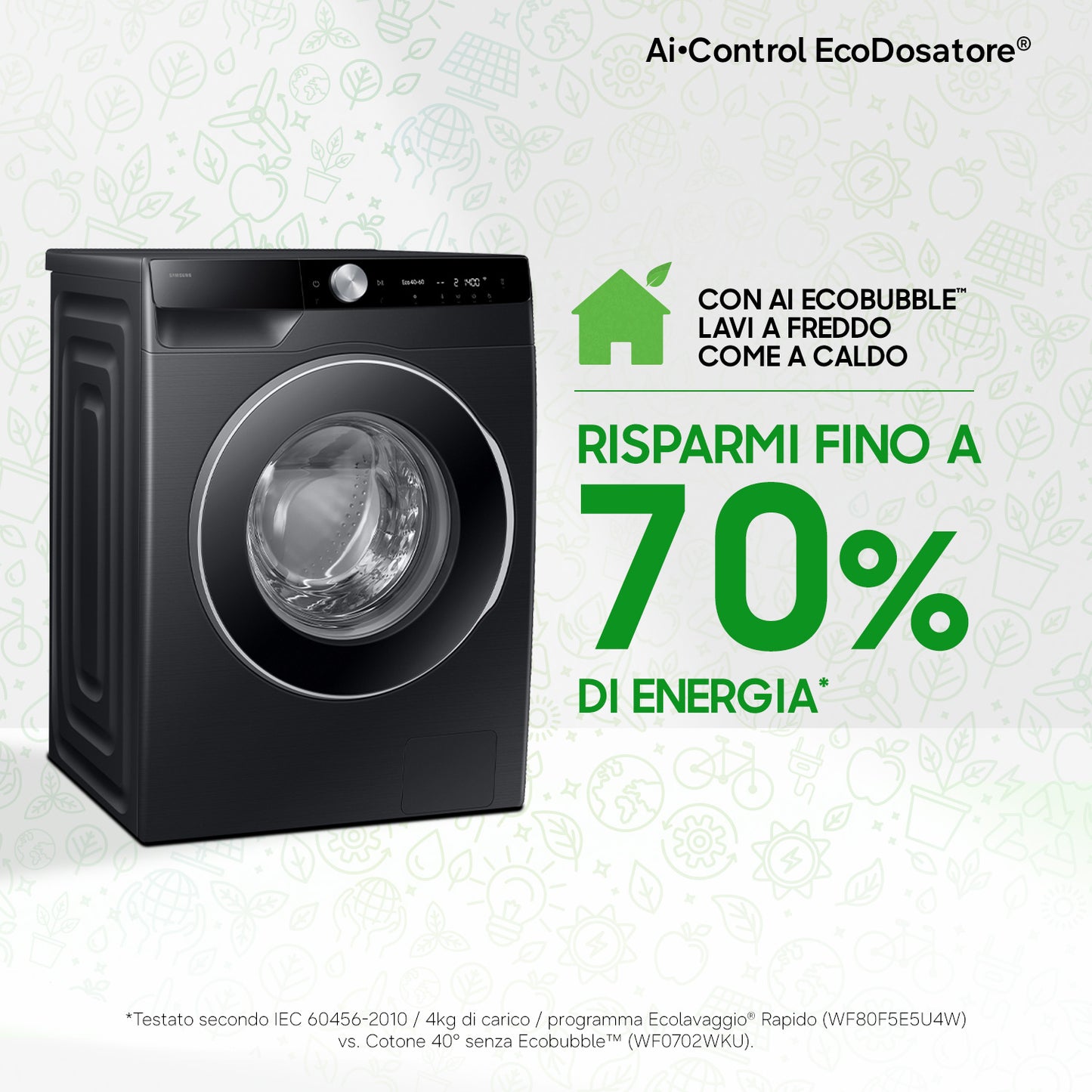 SAMSUNG BIANCO WW10FG6U94LBU3 | LAVATRICI | LAVATRICI CARICO FRONTALE | LAV. C/FRONTALE 10-10,99KG |