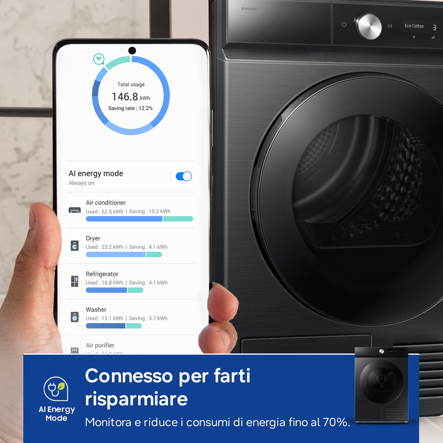 SAMSUNG BIANCO DV90DB7845GBU3 | ASCIUGATRICI | ASCIUGATRICI POMPA DI CALORE | ASCIUG. POMPA DI CALOR