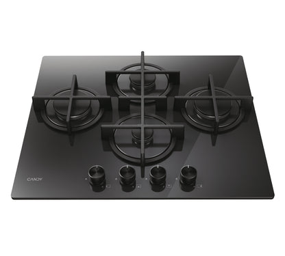 CANDY BI CVG6DTB|33803485|Piano Gas  Vetro Nero; da 60 cm; 4 Fuochi Rombo/Diamond;Griglie in ghisa;