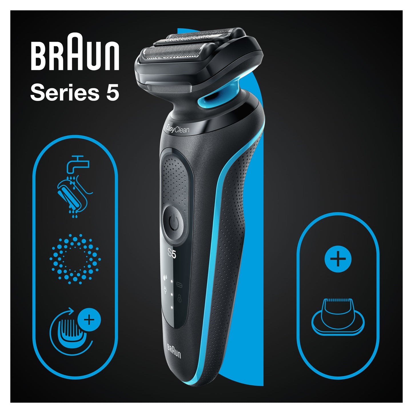 BRAUN PED 51M1200S | CURA PERSONA | RASATURA | RASOIO ELETTRICO | RASOIO RIC. W&D LED C/CUSTODIA +1A