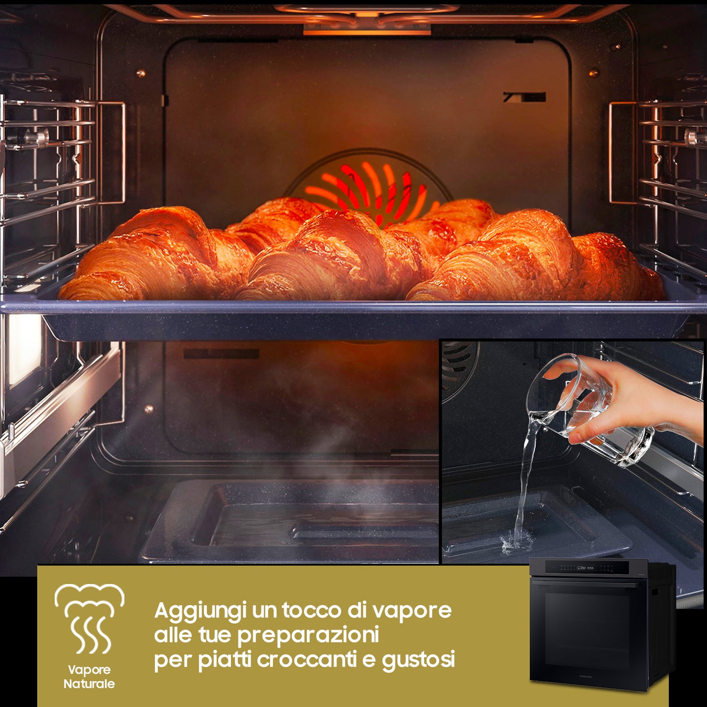 SAMSUNG SELECTION NV7B4040VBB/U5 | Forno Multifunzione Samsung Serie 4 76L, Ventola Singola, Vapore