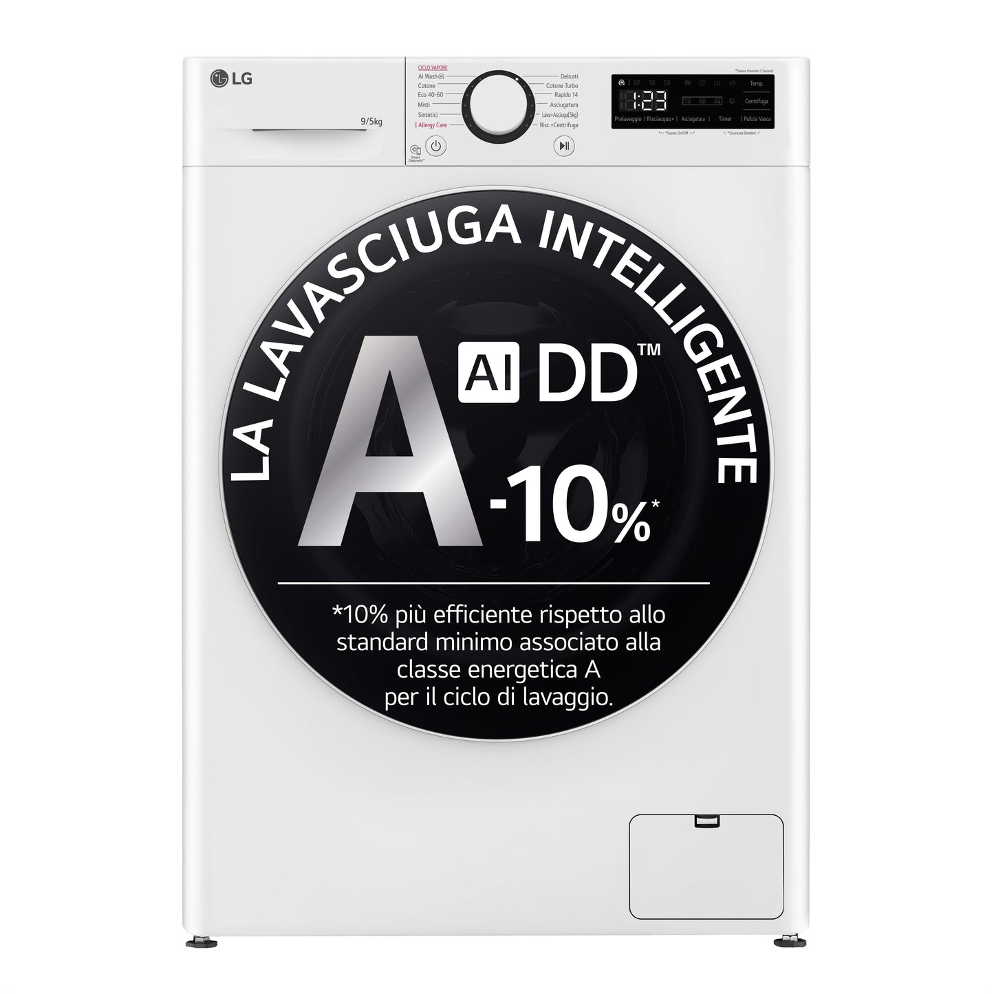 LG BIANCO D2R5S09TSWW | LAVASCIUGA | LAVASCIUGA STRETTA | LAVASCIUGA SLIM FINO A 48 CM | LAVASC.C/F
