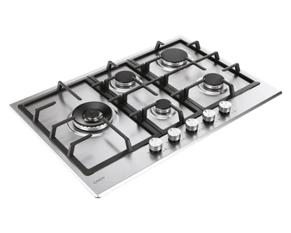 CANDY BI CHG7WL4WTX|33803489|Piano Gas da 75cm inox;  Griglie in ghisa; 5 fuochi ; bruciatore specia
