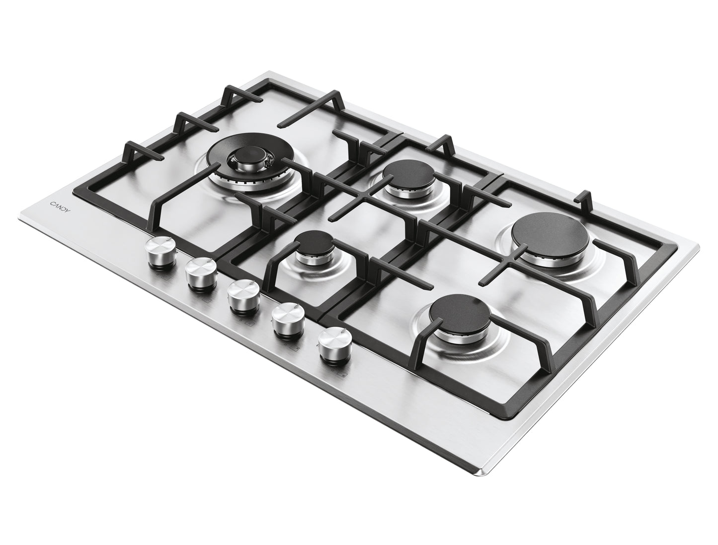 CANDY BI CHG7WL4WTX|33803489|Piano Gas da 75cm inox;  Griglie in ghisa; 5 fuochi ; bruciatore specia