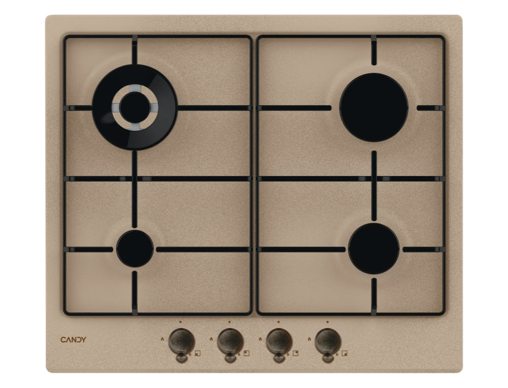CANDY BI CHW6BRAV4WGT|33802729|Piano Gas da 60cm avena;  Griglie in piattina; 4 fuochi DC 4Kw; manop