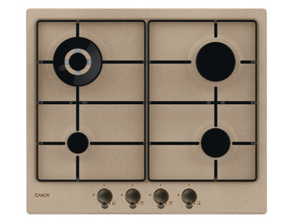 CANDY BI CHW6BRAV4WGT|33802729|Piano Gas da 60cm avena;  Griglie in piattina; 4 fuochi DC 4Kw; manop