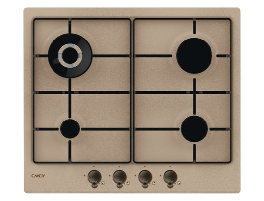 CANDY BI CHW6BRAV4WGT|33802729|Piano Gas da 60cm avena;  Griglie in piattina; 4 fuochi DC 4Kw; manop