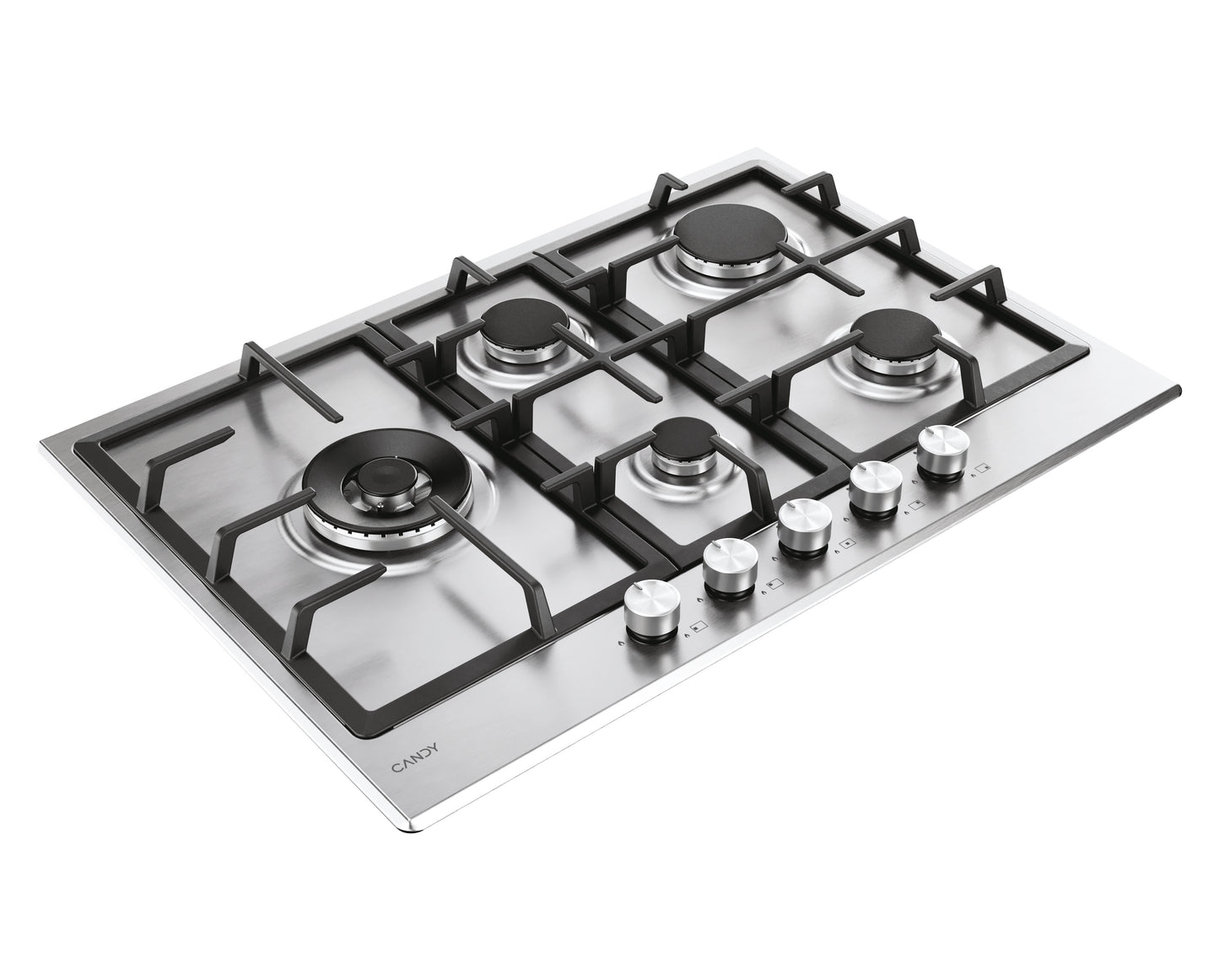 CANDY BI CHG7WL4WTX|33803489|Piano Gas da 75cm inox;  Griglie in ghisa; 5 fuochi ; bruciatore specia