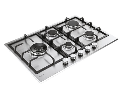 CANDY BI CHG7WL4WTX|33803489|Piano Gas da 75cm inox;  Griglie in ghisa; 5 fuochi ; bruciatore specia