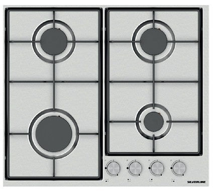 Silverline AS5238X01 | piani cottura  | gas-inox | 60 cm | inox |  | 4 fuochi, griglie smaltate, com