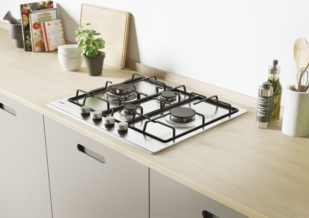 CANDY BI CHW6D4WX|33801968|Piano Gas da 60cm  inox;  Griglie in piattina; 4 fuochi diamond; doppia c