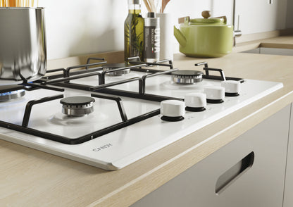 CANDY BI CHW6BRWW|33801971|Piano Gas da 60 cm bianco;  Griglie in piattina; 4 fuochi con Bruciatore