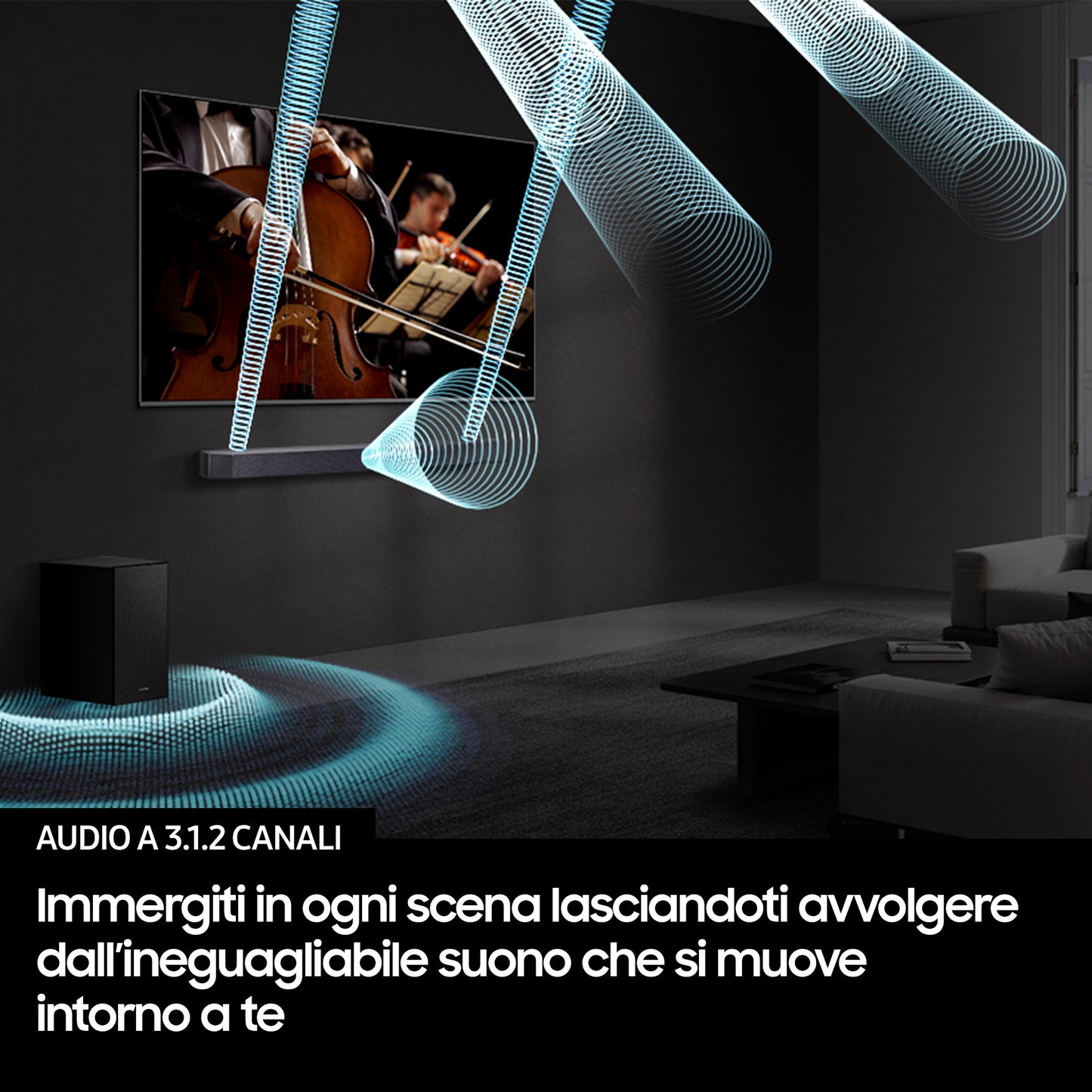 SAMSUNG ELETTRONICA HWQ600F | AUDIO | HOME CINEMA | SOUND BAR | SOUND BAR 3.1.2 C/SUBW.WLSS BT HDMI