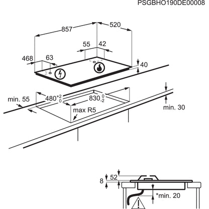 Electrolux BI  Partner KGS9536SX   | 90 cm Slim 2.0 profilo 8mm- 5 fuochi gas - bruciatori ad alta e