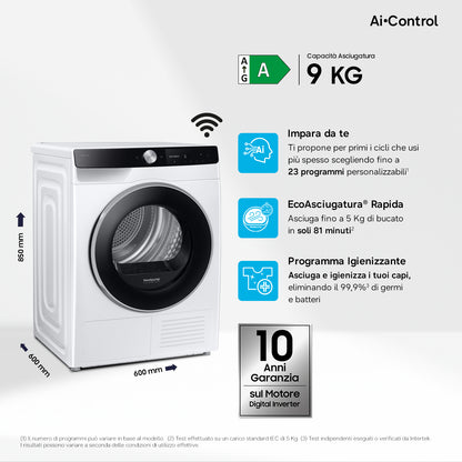 SAMSUNG BIANCO DV90DG6845LKU3 | ASCIUGATRICI | ASCIUGATRICI POMPA DI CALORE | ASCIUG. POMPA DI CALOR