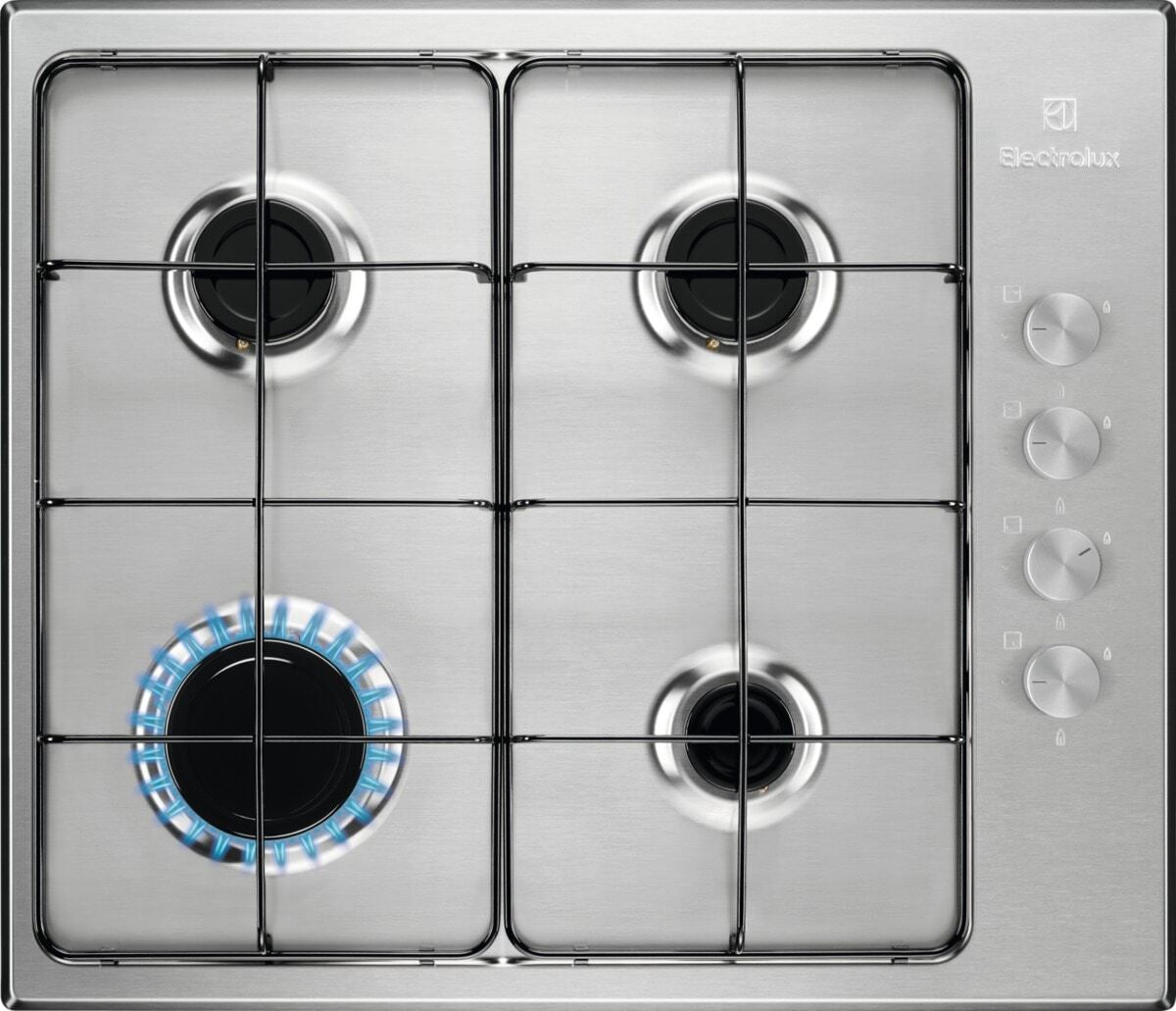 Electrolux BI   KGS6404SX   | 60 cm - Slim - Comandi Laterali - 4 fuochi gas - Bruciatori Fiamma Pur