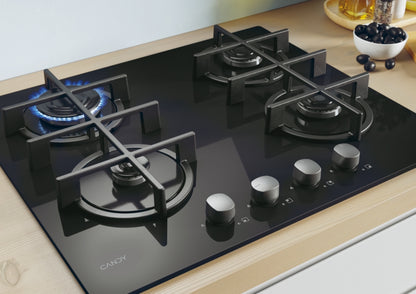 CANDY BI CVG6B|33802719|Piano Vetro Nero; da 60 cm; 4 fuochi; Griglie in ghisa