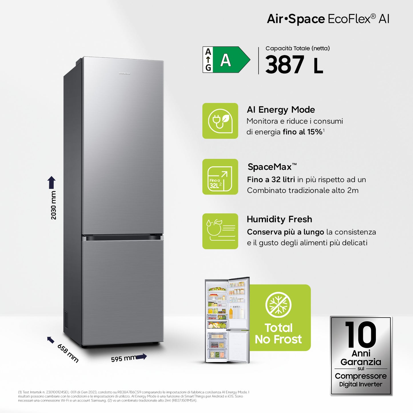 SAMSUNG BIANCO RB38C607AS9EF | FRIGORIFERI | FRIGORIFERI COMBINATI | FRIGO COMBI NO FROST | COMBI 38