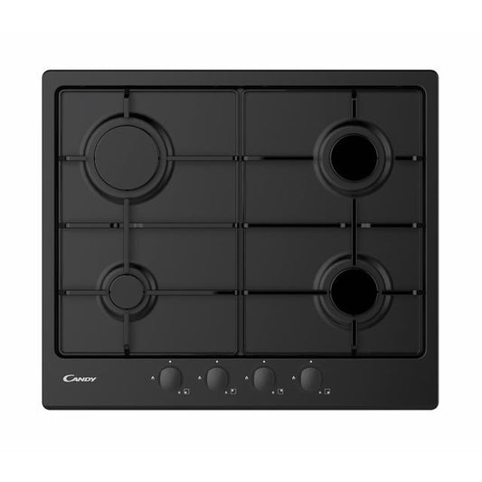 CANDY BI CHW6BRBB|33801972|Piano Gas da 60 cm nero;  Griglie in piattina; 4 fuochi con Bruciatore Ra