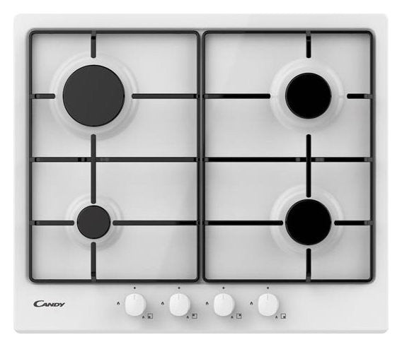 CANDY BI CHW6BRWW|33801971|Piano Gas da 60 cm bianco;  Griglie in piattina; 4 fuochi con Bruciatore